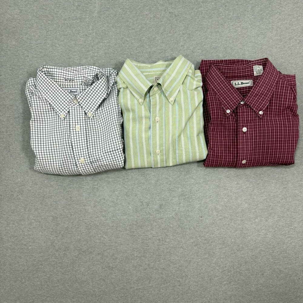 Lot of 3 90s Vintage L.L Bean Button Shirts Mens Tall Large Cottagecore Gorpcore